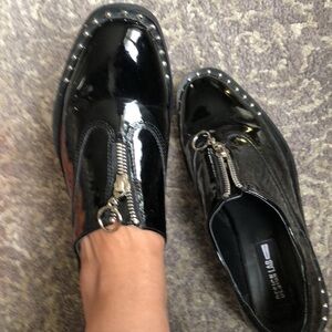 Design Lab cool black patent oxfords in size 7 with studs 2